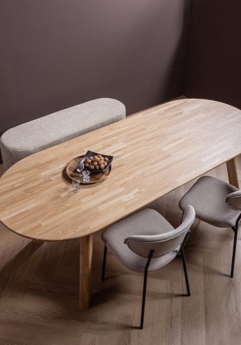 WOOOD Kjeld spisebordsstol - natur polyester og sort metal