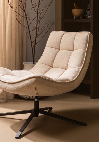 WOOOD Maudi drejestol - natur polyester stof og metal