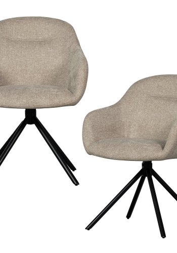 WOOOD Grant-Jaki spisebordsstolen, m. armln - sand polyester og sort metal