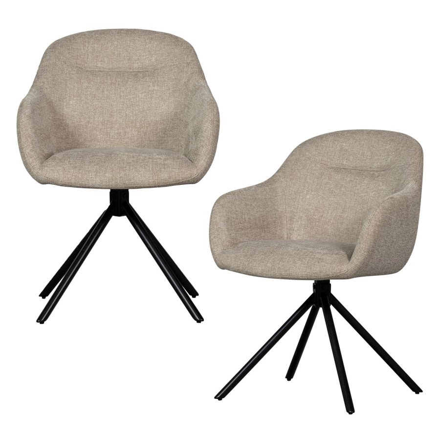 WOOOD Grant-Jaki spisebordsstolen, m. armln - sand polyester og sort metal