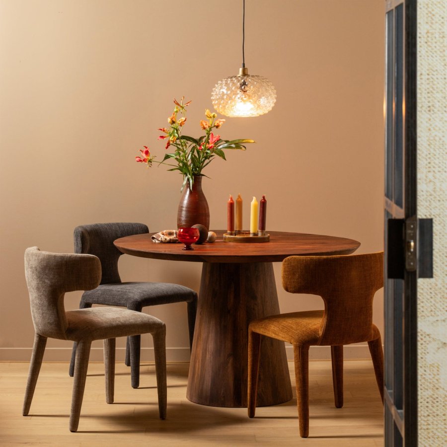 WOOOD Permit spisebordsstol - espresso polyester stof