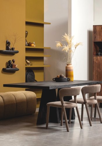 WOOOD Noble spisebordsstol - taupe polyester stof