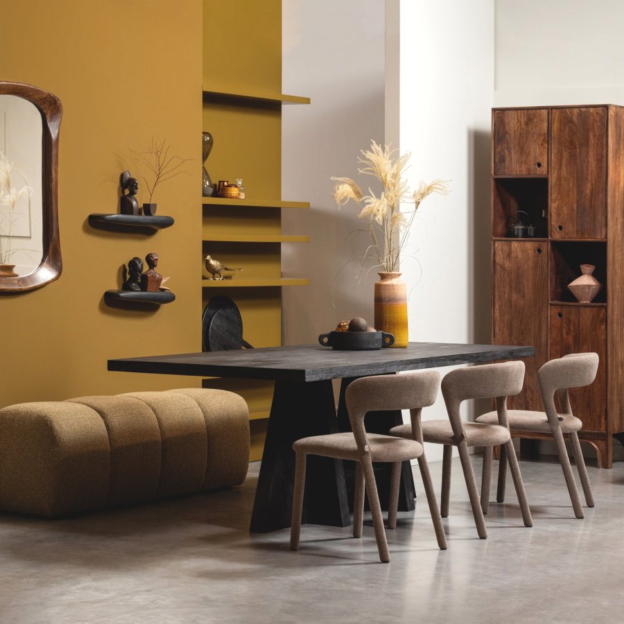 WOOOD Noble spisebordsstol - taupe polyester stof