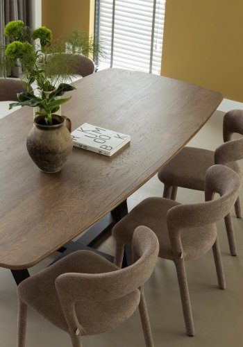 WOOOD Noble spisebordsstol - taupe polyester stof