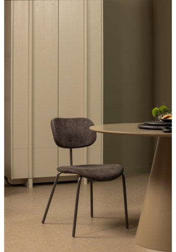 WOOOD Link spisebordsstol - brun/gr stof og brun/gr metal