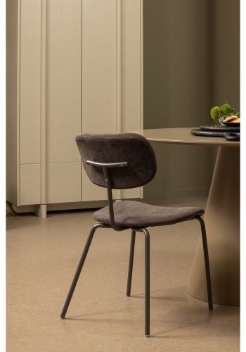 WOOOD Link spisebordsstol - brun/gr stof og brun/gr metal