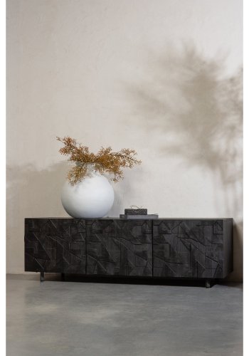 WOOOD TV-bord, m. 3 lger og 2 hylder - sort mangotr (160x45)