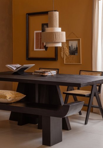 WOOOD KEAN SPISEBORD MED MIDTERBEN MANGO TR SORT 220X100CM