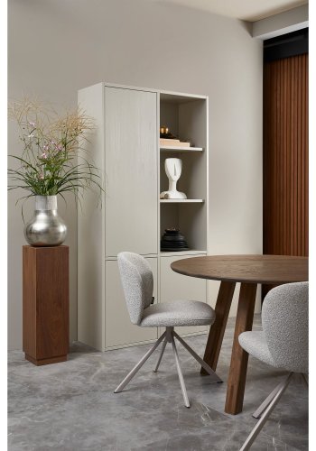 WOOOD Femke spisebordsstol, m. drejefunktion - natur boucl stof og natur stl