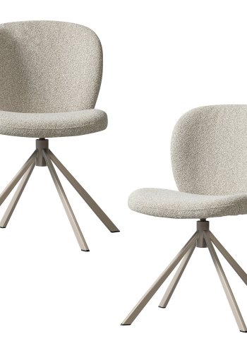 WOOOD Femke spisebordsstol, m. drejefunktion - natur boucl stof og natur stl