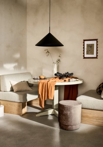 WOOOD Eat Up vgbnk, m. beige boucl hynder - natur eg (110x67)