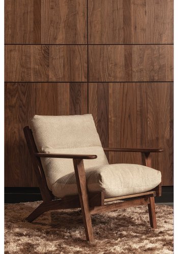 WOOOD Houston lnestol, m. armln - natur boucl stof og akacietr