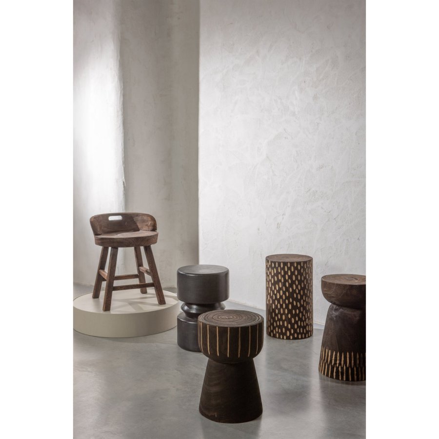 WOOOD ROSALIE DEKORATIV STOL/STOL I TRE MRK BRUN