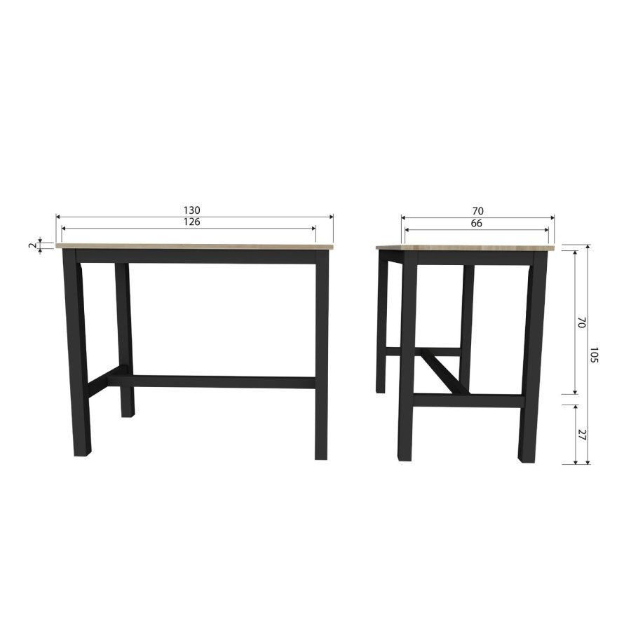 WOOOD Silas TV-bord, m. 1 lge, 1 hylde og 2 skuffer - gr fyrretr og sort metal (120x44)