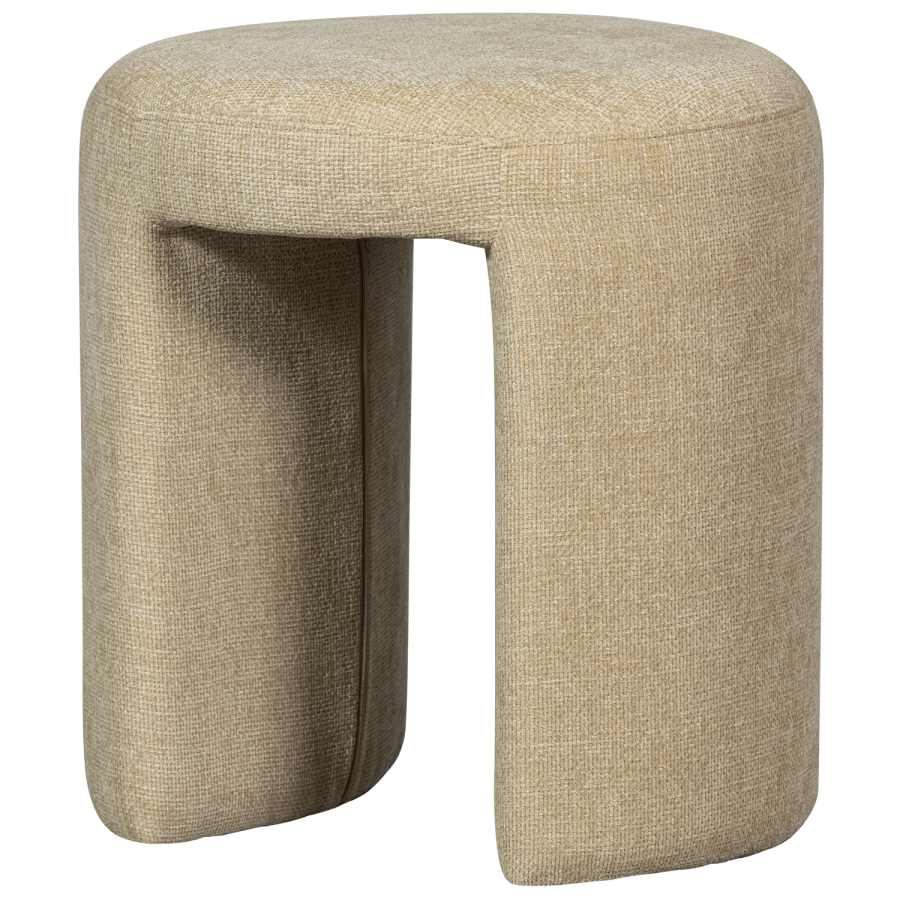 WOOOD Charlie skammel, rund - natur chenille stof (45)