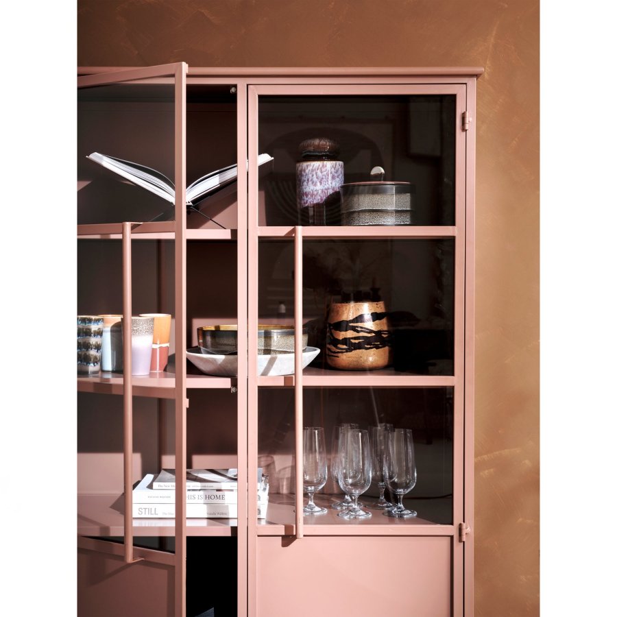 WOOOD Exhibit vitrineskab, m. 2 lger og 4 hylder - glas og brun metal