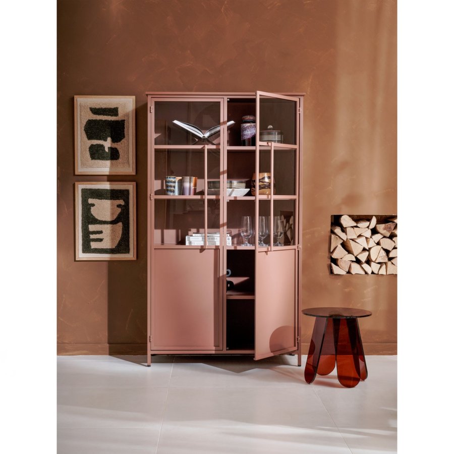 WOOOD Exhibit vitrineskab, m. 2 lger og 4 hylder - glas og brun metal