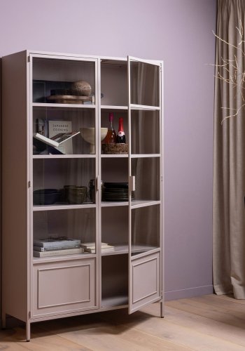 WOOOD Ronja XL vitrineskab, m. 2 lger og 4 hylder - rosa metal