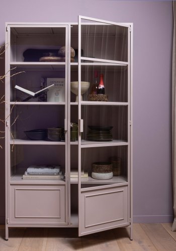 WOOOD Ronja XL vitrineskab, m. 2 lger og 4 hylder - rosa metal