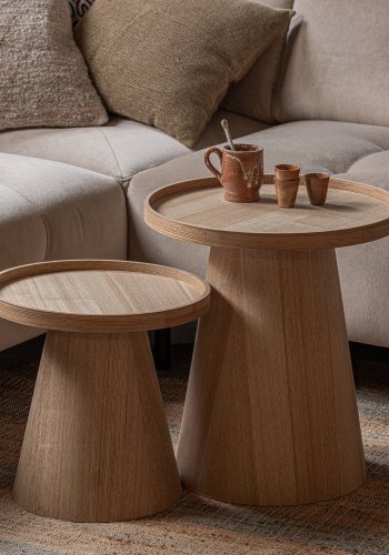 WOOOD MAUD SIDOBORD I KONISKT TRÄ NATURLIGT 50x45CM