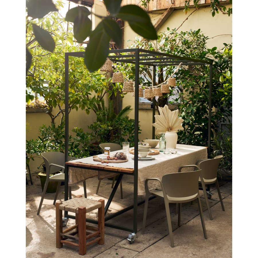 WOOOD BLUE SKY HAVEBORD I TR MED DEKO-RAMME, CAMOUFLAGEGRN