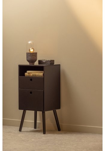 WOOOD Ozzy natbord, hjt, m. 1 bent rum og 2 skuffer - sort MDF (36x30)