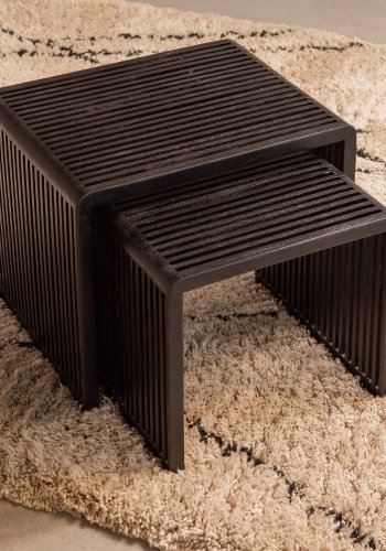 WOOOD Willa indskudsborde - sort genbrugsteak (st af 2)