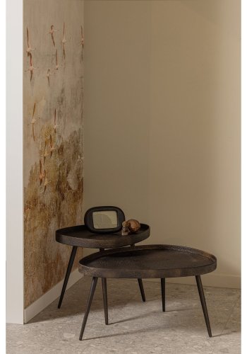 WOOOD Crude sidebord - antik bronze krydsfiner med zinkbelgning og metal (st af 2)