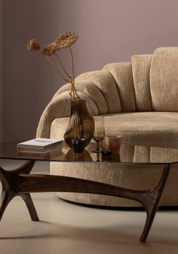 WOOOD Flash sofabord - glas og valnddefarvet mangotr (110x60)