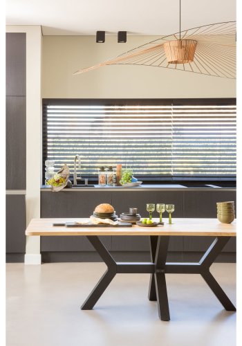 WOOOD Combi-Tablo spisebord, rektangulr - natur eg og metal (240x100)