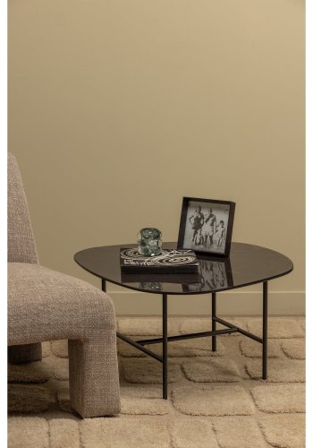 WOOOD sidebord - sort marmorlook og metal (70x70)