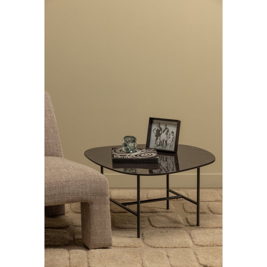 WOOOD VAJEN SOFFBORD MED MARMORLOOK BORDSKIVA SVART 70X70CM