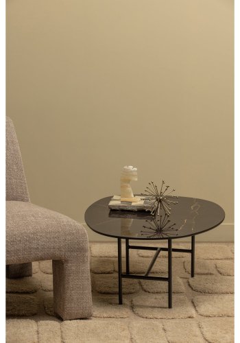 WOOOD sidebord - sort marmorlook og metal (80x60)