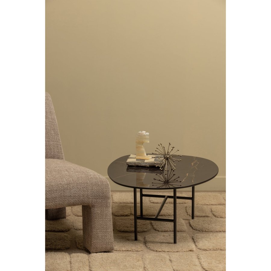 WOOOD VAJEN SOFFBORD MED MARMORLOOK BORDSKIVA SVART 80x60C