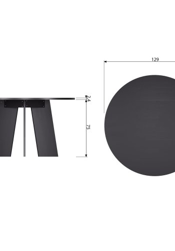 WOOOD FRIES SPISEBORD EGEGRUND BLACKNIGHT 129CM [fsc]