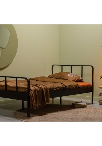 WOOOD MEES queen size-seng metall svart 120x200 cm