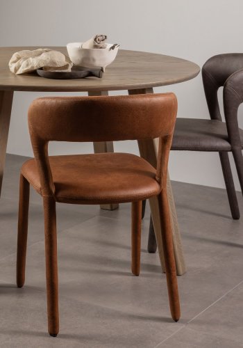 WOOOD Noble spisebordsstol - cognac kunstlder