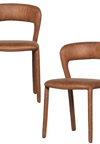 WOOOD Noble spisebordsstol - cognac kunstlder