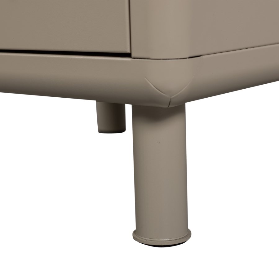 WOOOD Rune natbord, m. 2 skuffer - sand metal (42x42)