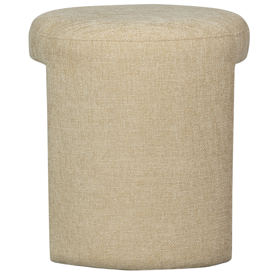 WOOOD Charlie skammel, rund - natur chenille stof (45)