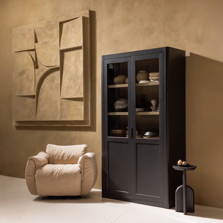 WOOOD GUNNAR VITRINESKAB FYRRETR MAT SORT [fsc]