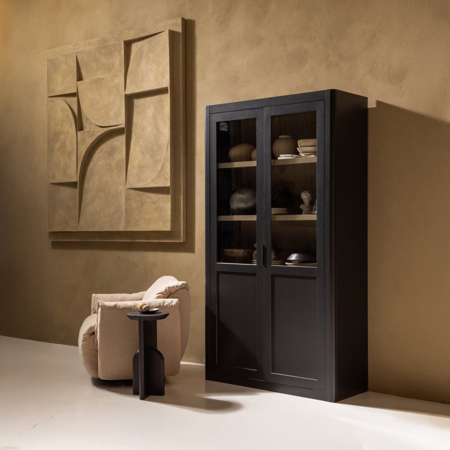 WOOOD GUNNAR VITRINESKAB FYRRETR MAT SORT [fsc]