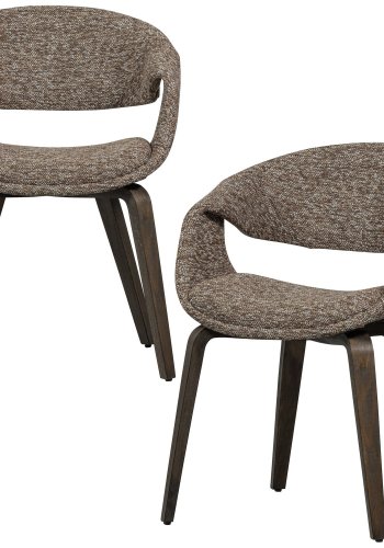 WOOOD Yossi spisebordsstol, m. armln - brun polyester og mrkebrun tr