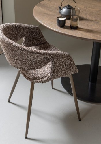 WOOOD Yossi spisebordsstol, m. armln - brun polyester og kobber metal