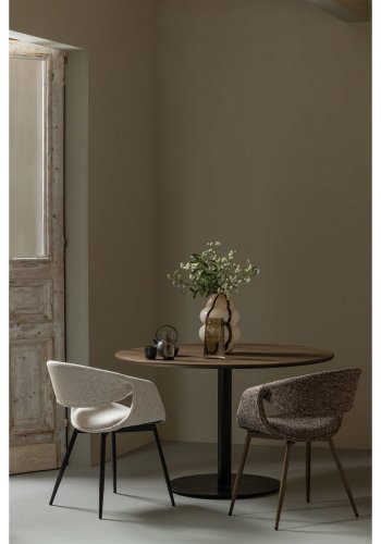 WOOOD Yossi spisebordsstol, m. armln - natur polyester og sort metal