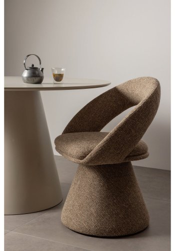 WOOOD Vinter spisebordsstol, m. armln og drejefunktion - sand melange polyester stof