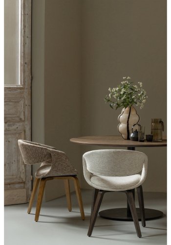 WOOOD Yossi spisebordsstol, m. arml�n - sand polyester og natur tr�