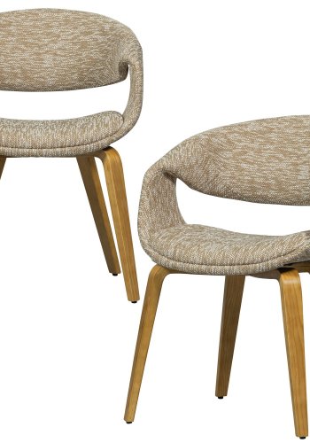 WOOOD Yossi spisebordsstol, m. arml�n - sand polyester og natur tr�