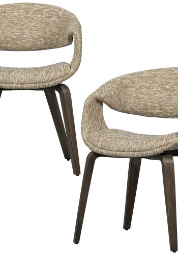 WOOOD Yossi spisebordsstol, m. armln - sand polyester og mrkebrun tr