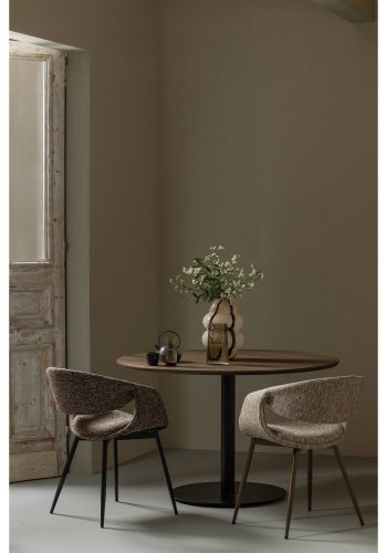 WOOOD Yossi spisebordsstol, m. armln -brun polyester og sort metal